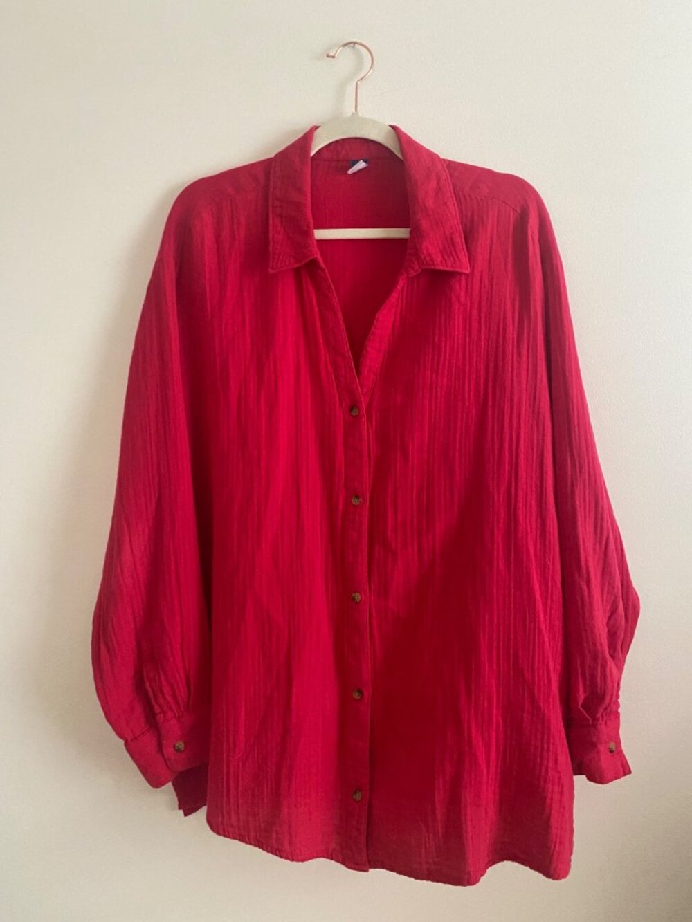 Old Navy Women’s Dark Pink Button-Up Long Sleeve Lightweight Cotton Shirt XL